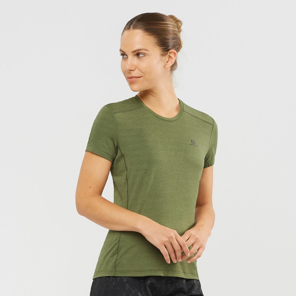 T-Shirts Salomon Femme Vert Olive - Salomon XA W - France (7690-BRMUY)